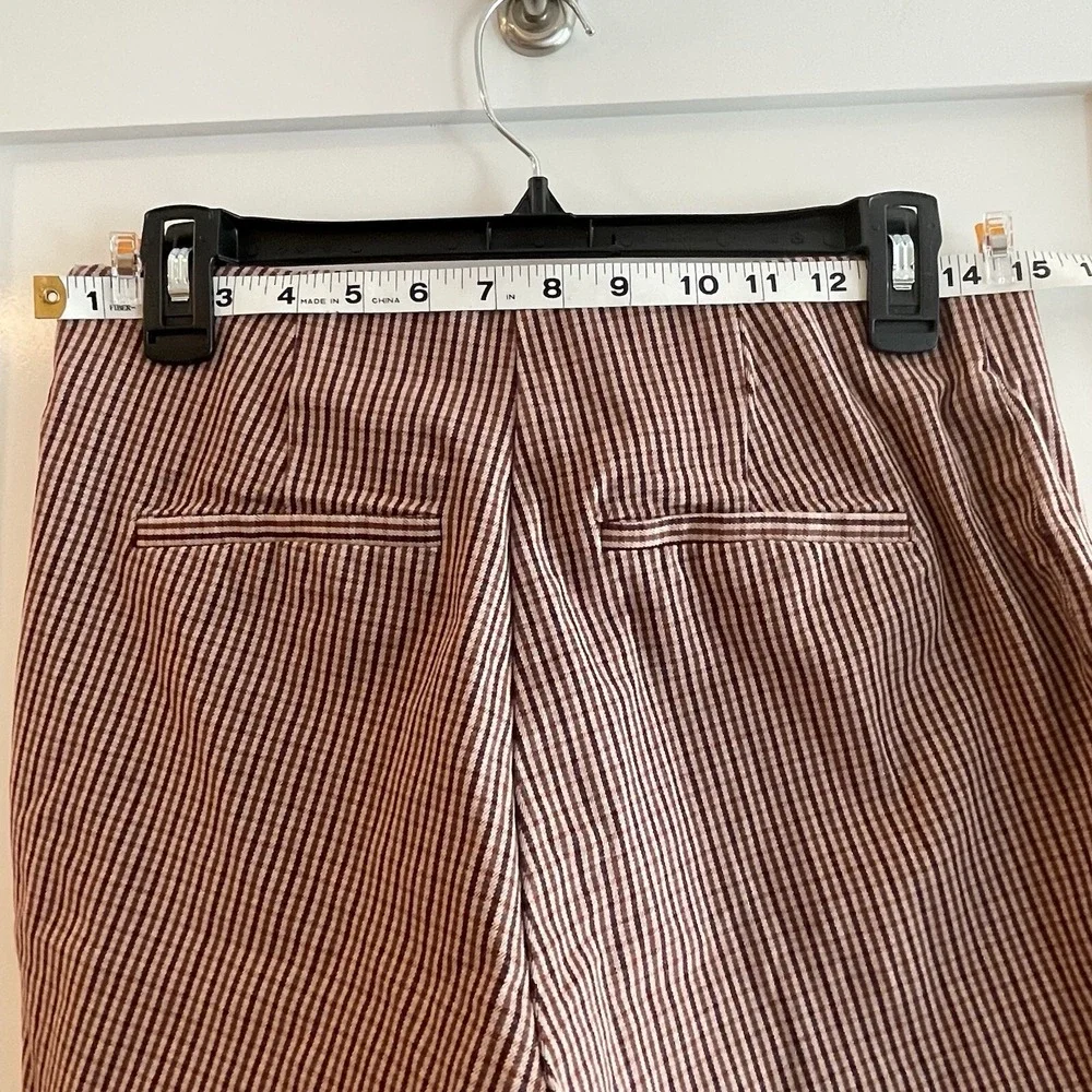 A New Day Womens Pants Side Zip Stretch Ankle High Rise Plaid Size 8‎ Brown Pink
